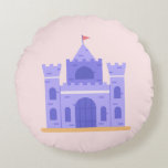 Almofada Redonda Crown & Carriage Castle Accent<br><div class="desc">👑Bring a touch of fairytale charm to your nursery or playroom with the Crown & Carriage Castle Accent Pillow. Featuring a whimsical purple castle illustration on a soft pastel background, this pillow adds a magical focal point to any child’s space. The playful design blends storybook sweetness with modern nursery style,...</div>