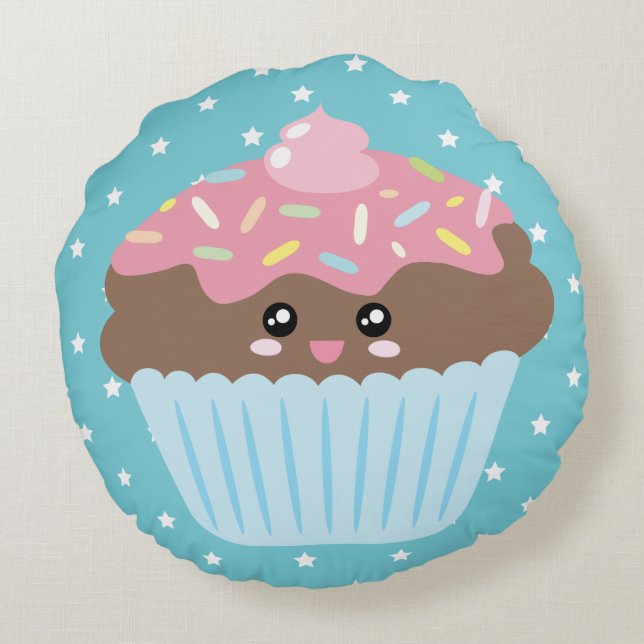 Almofada Redonda Cupcake Kawaii Cute (Verso)