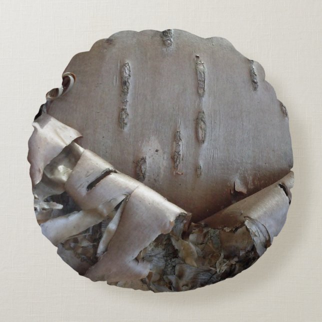 Almofada Redonda Curly Birch Bark Tree Rustic (Frente)