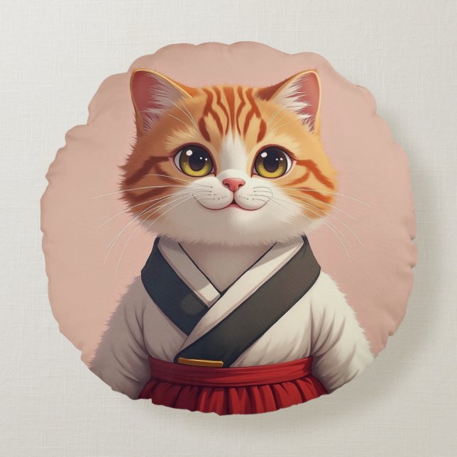 Almofada Redonda Cushion Cat em Hanbok (Frente)
