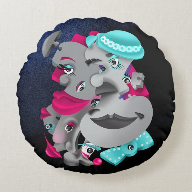 Almofada Redonda Cushion de dispersão de negros e artísticos (Frente)