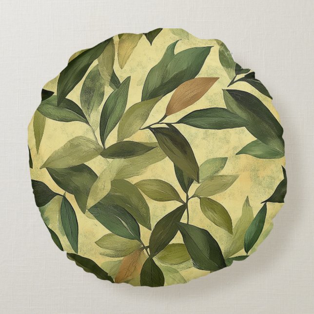 Almofada Redonda Cushion redondo de felicidade botânica (Verso)