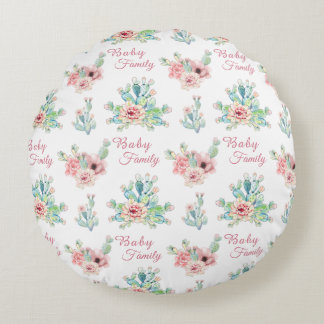 Almofada Redonda Custom Cacti Floral Round Pillow