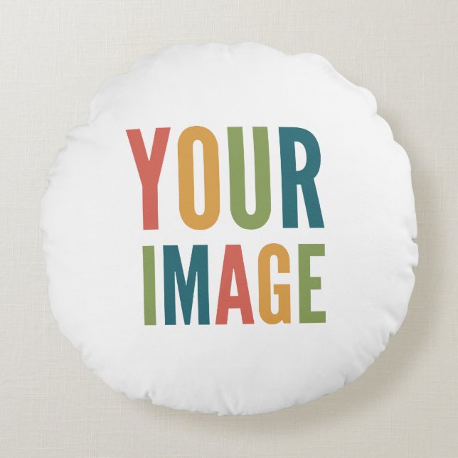 Almofada Redonda Custom Logo Here | Add Your Own Design (Frente)