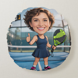 Almofada Redonda Custom Photo Head Padel/Pickleball Player Caricatu
