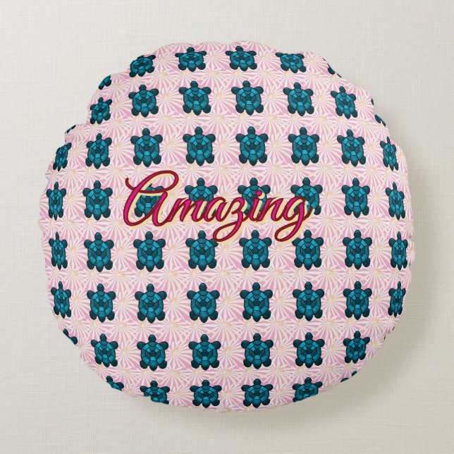 Almofada Redonda Custom turtle pattern Sherpa Blanket (Frente)