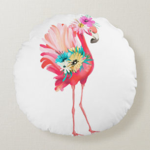 Almofada Redonda Cute and beautiful pink flamingo mexican bird with