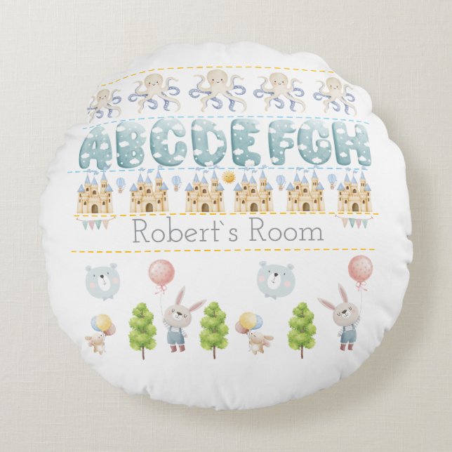 Almofada Redonda Cute Bunny  Bear pastel antistress (Frente)