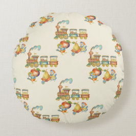 Almofada Redonda Cute Child's Bird Apple Train Round Pillow