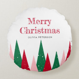 Almofada Redonda Cute Colorful Christmas Trees Modern Decor