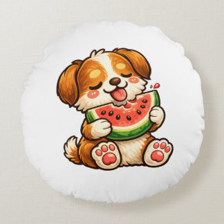 Almofada Redonda Cute Dog Watermelon