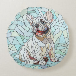 Almofada Redonda Cute French Bulldog Puppy - mosaico pastel