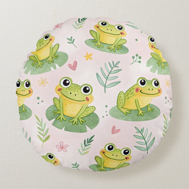 Almofada Redonda Cute frogs Pattern (Frente)