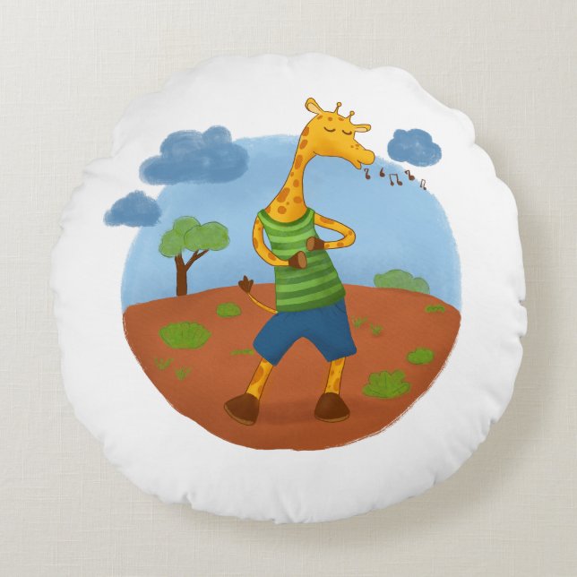 Almofada Redonda Cute Giraffe Throw Pillow (Frente)