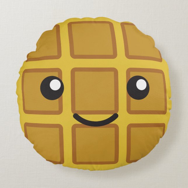 Almofada Redonda Cute Kawaii Waffle (Frente)