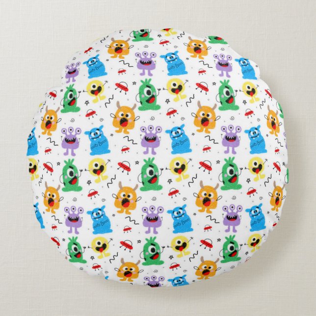 Almofada Redonda Cute Little Monsters (Frente)
