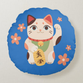 Almofada Redonda Cute Maneki Neko Lucky Cat
