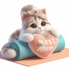 Almofada Redonda Cute Mom Cat Heart Throw Pillow