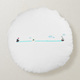 Almofada Redonda Cute Pixel Art Navio Pirata Perseguindo Navio Merc