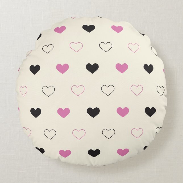 Almofada Redonda Cute Simple Heart Pattern (Frente)