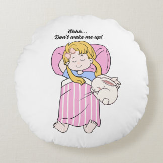 Almofada Redonda Cute Sleeping Girl Throw Pillow