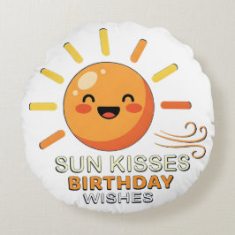 Almofada Redonda Cute Smiling Sun Birthday Wishes Round Throw Pillo