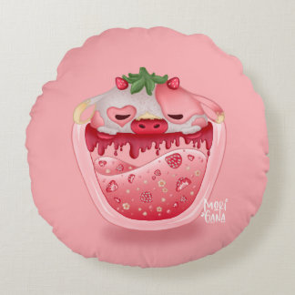 Almofada Redonda Cute Strawberry Throw Pillow – Kawaii Design
