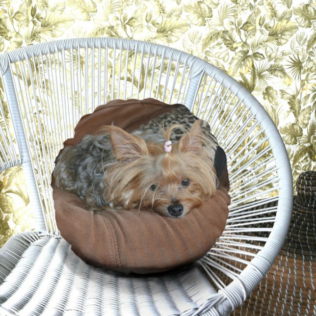 Almofada Redonda Cute Yorkshire Terrier Puppy (Criador carregado)