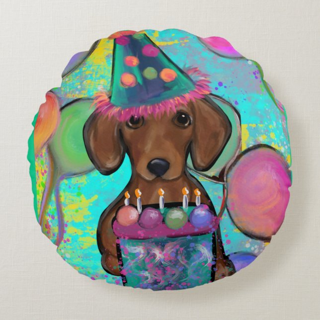 Almofada Redonda Dachshund  (Frente)