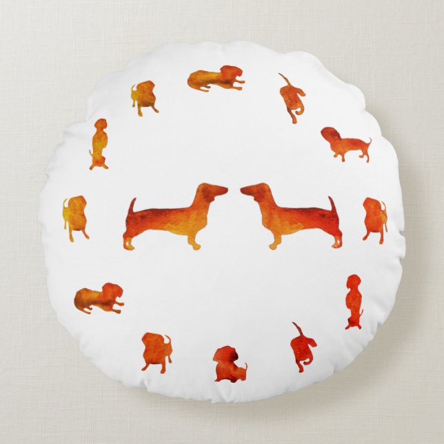 Almofada Redonda Dachshund Dogs Personalizados (Frente)