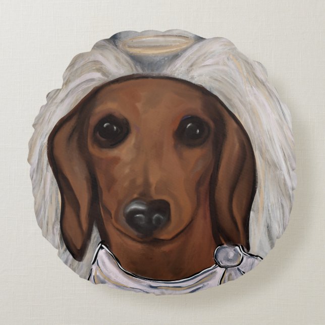 Almofada Redonda Dachshund Vermelho (Frente)