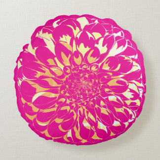 Almofada Redonda Dahlia flower bright pink pillow