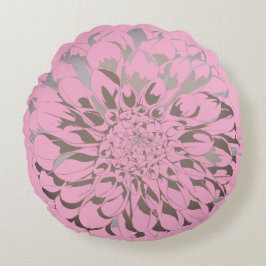 Almofada Redonda Dahlia flower pastel pink pillow 