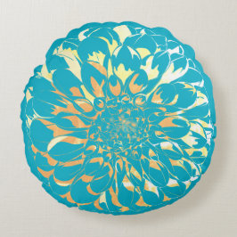 Almofada Redonda Dahlia flower two-sided turquoise pillow 
