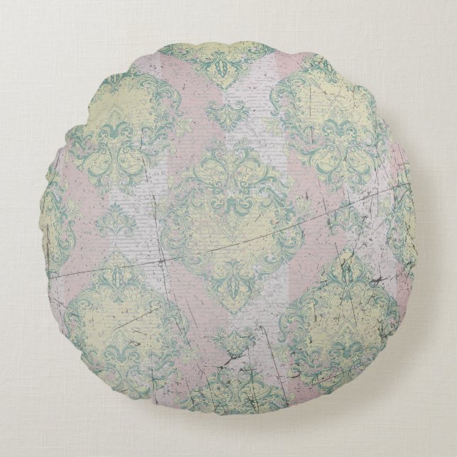 Almofada Redonda Damask Grunge Elegance (Frente)