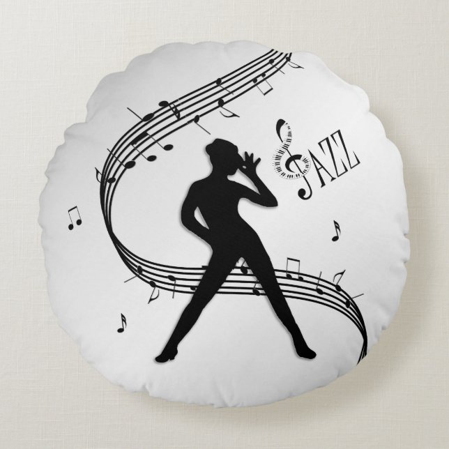 Almofada Redonda Dança de Jazz Prata (Frente)