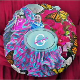 Almofada Redonda Dançar com flores e borboletas PV01