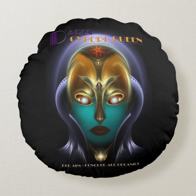 Almofada Redonda Daria Cyborg Queen Round Travesseiro decorativo (Frente)