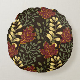Almofada Redonda Dark red maple leaves floral pattern