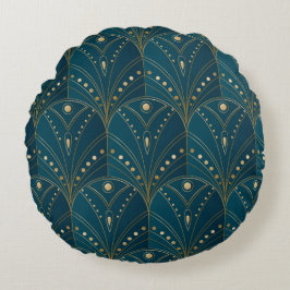 Almofada Redonda Dark teal floral damask pattern