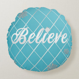 Almofada Redonda Dazzling Acredite Azul Claro e Prata Verificados