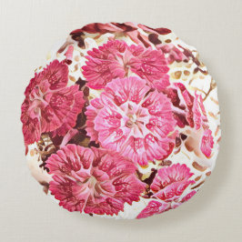 Almofada Redonda de Arremesso Floral Rosa Vintage