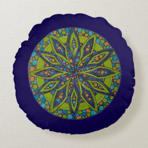 Almofada Redonda de Arremesso Mandala Starburst Ve