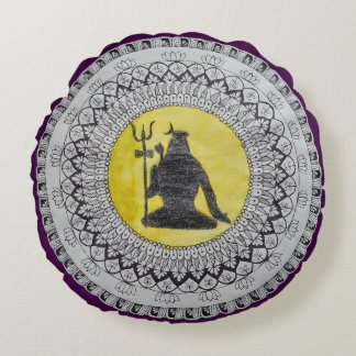 Almofada Redonda de Arte Mandala do Senhor Shiva