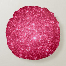 Almofada Redonda de Estrelas Rosa Quente