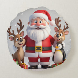 Almofada Redonda de Natal Clássica Vermelha e Verd