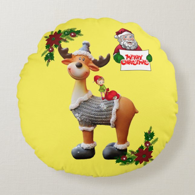 Almofada Redonda de Natal, Feliz Natal (Frente)