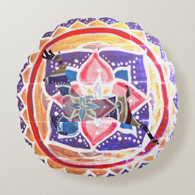 Almofada redonda de polyester escovado Mandal 41 c (Frente)