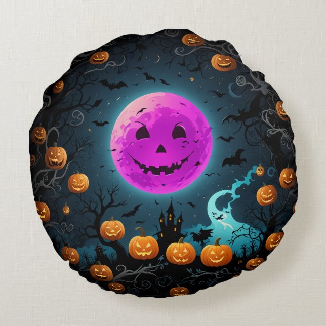 almofada redonda de travesseiro halloween (Verso)