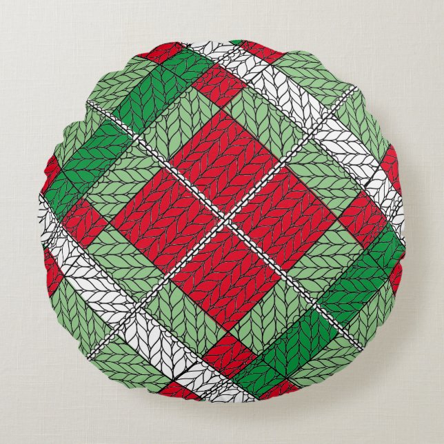 ALMOFADA REDONDA DE TRICÔ ARGYLE PARA FERIADO (Frente)